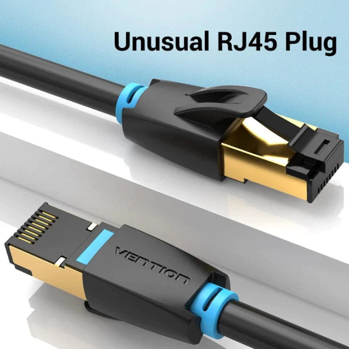 Удължителен кабел Vention Cat.8 SSTP Extension Patch Cable 1M Black 40Gbps - IKHBF