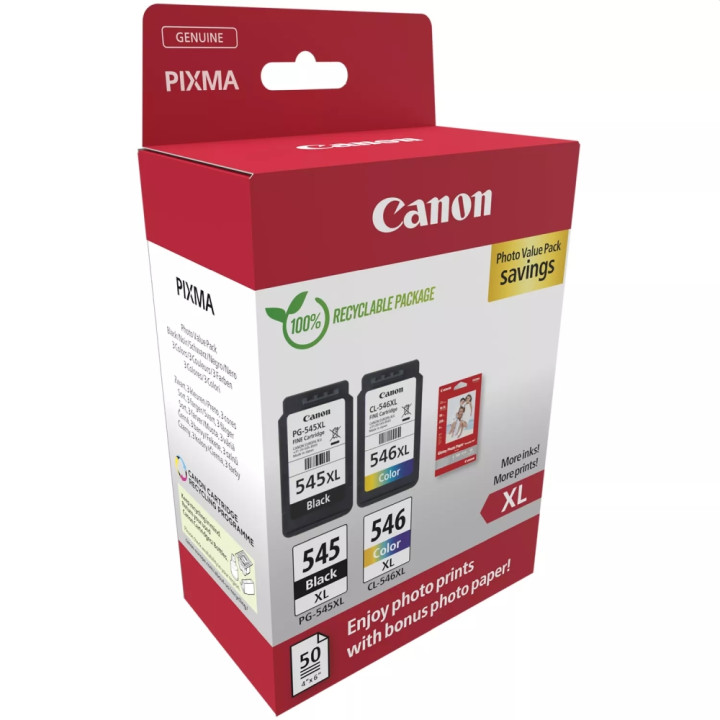 Оригинален комплект мастилени касети Canon PG-545XL/CL-546XL, CMYK, 400/300 страници, 15ml/13ml - 8286B011AA - 2