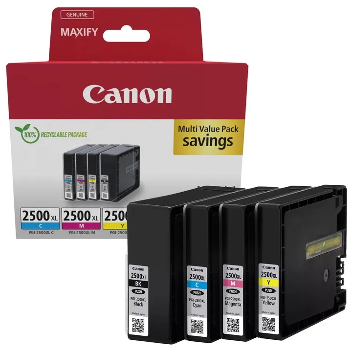 Оригинален комплект мастилени касети Canon PGI-2500XL, многоцветна опаковка CMYK - 9254B010AA - 1