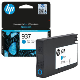 Оригинална черна мастилена касета HP 937 Cyan, съвместим с OfficeJet Pro 9120e/9130e/9720/9730, до 800 страници - 4S6W2NE - 1