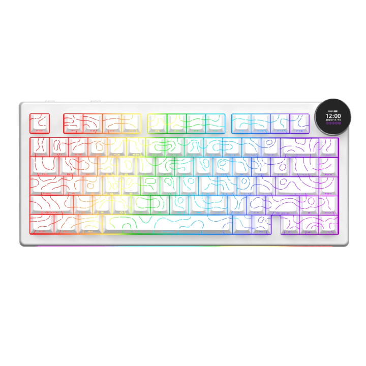 Bluetooth механична геймърска клавиатура Ajazz AK820 V2 PRO, 75%, White Peach Switch Linear, RGB подсветка, Алуминиева основа - 