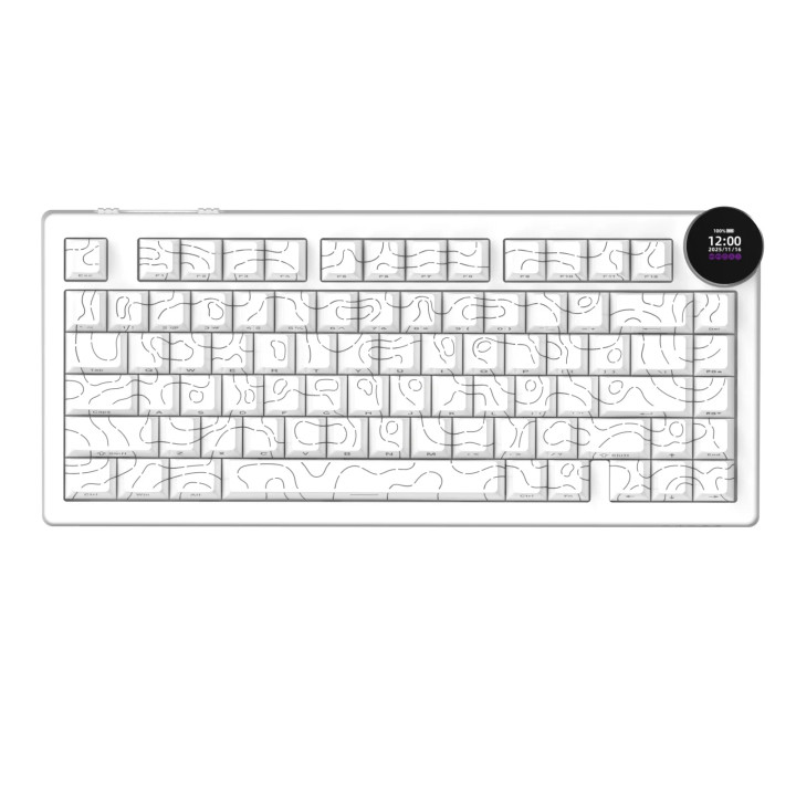 Bluetooth механична геймърска клавиатура Ajazz AK820 V2 PRO, 75%, White Peach Switch Linear, RGB подсветка, Алуминиева основа - 