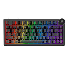 Bluetooth механична геймърска клавиатура Ajazz AK820 V2 PRO, 75%, White Peach Linear Switch, PBT Keycaps, RGB подсветка, 10000mA
