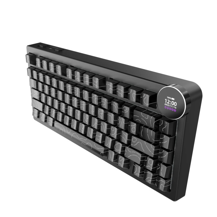 Bluetooth механична геймърска клавиатура Ajazz AK820 V2 PRO, 75%, White Peach Linear Switch, PBT Keycaps, RGB подсветка, 10000mA
