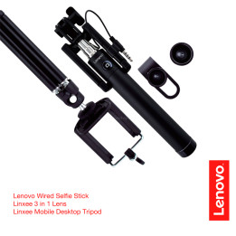 Селфи пръчка Lenovo Accessories Selfie Pack, черна, SS100 - 1