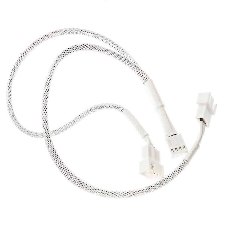 Кабел Kolink PWM 1-2 Сплитер, 350 мм, 4-PIN, Оплетен, Бял - ZUAD-1631 - 2