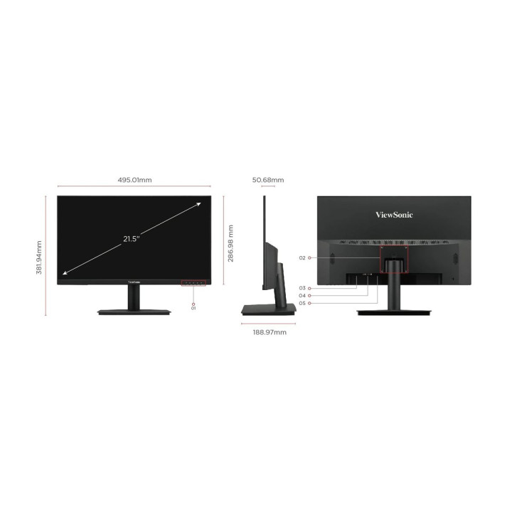Монитор ViewSonic VA220-H, 22" Full HD VA, 1920x1080, 100Hz, HDMI/VGA - 3