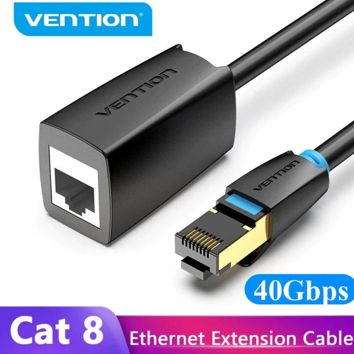 Удължителен кабел Vention Cat.8 SSTP Extension Patch Cable 1M Black 40Gbps - IKHBF