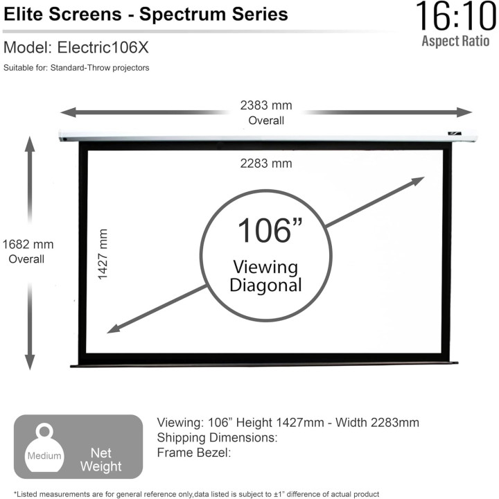 Електрически екран за проектори Elite Electric106NX Spectrum, 106" (16:10) 228.3 x 142.7 cm - ELECTRIC106NX - 6