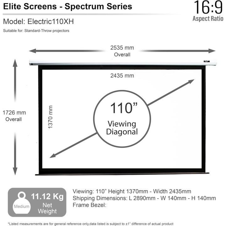 Професионален прожекционен екран Elite Electric110XH, 110" (16:9) White - 6