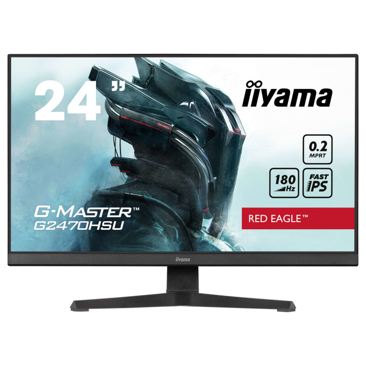 Монитор IIYAMA G2470HSU-B6, 23.8" Full HD IPS, 180H, 0.2ms, Adaptive Sync, HDMI, DisplayPort, USB хъб - 1