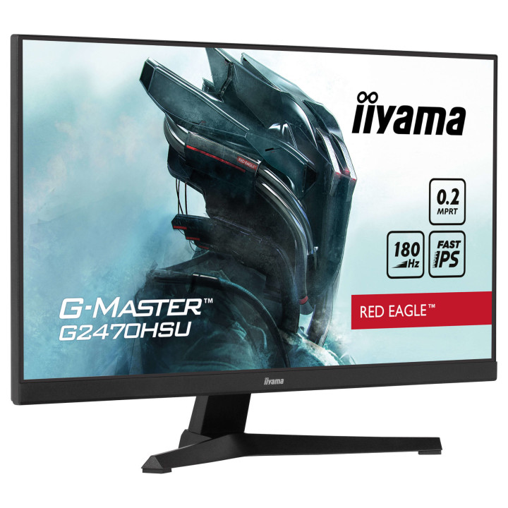 Монитор IIYAMA G2470HSU-B6, 23.8" Full HD IPS, 180H, 0.2ms, Adaptive Sync, HDMI, DisplayPort, USB хъб - 2