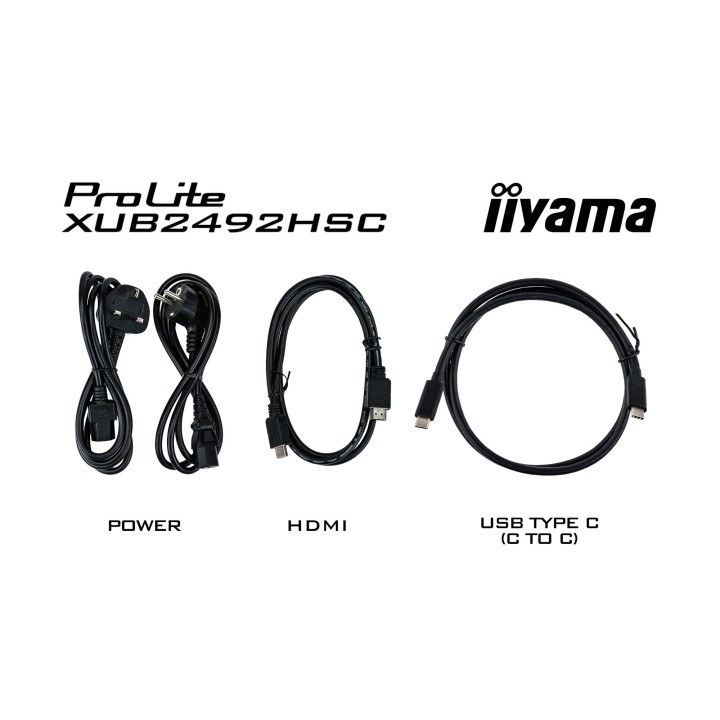 Монитор IIYAMA XUB2492HSC-B5, 24" Full HD IPS, 75Hz,  ергономична стойка с регулиране на височина - 10