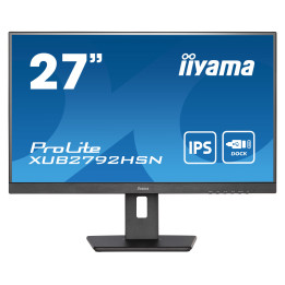 Монитор IIYAMA XUB2792HSN-B5, 27" Full HD IPS, USB-C докинг станция с 65W захранване и ергономична стойка - 1