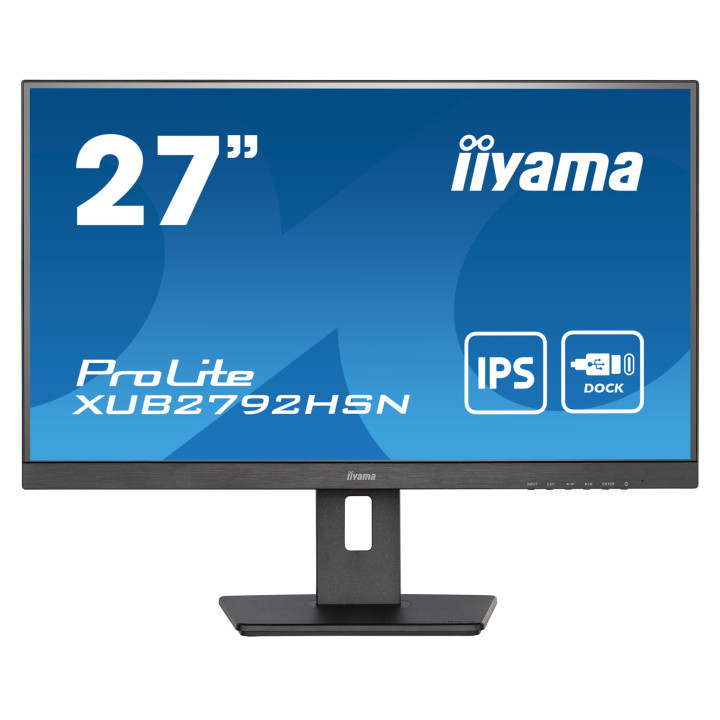 Монитор IIYAMA XUB2792HSN-B5, 27" Full HD IPS, USB-C докинг станция с 65W захранване и ергономична стойка - 1