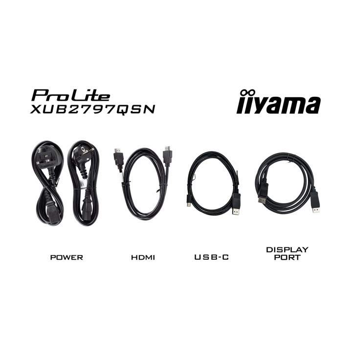 Монитор IIYAMA XUB2797QSN-B2, 27" 2560x1440 IPS, 100Hz, USB-C docking станция, 4 x USB 3.2 и ергономична стойка - 12