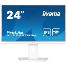 Монитор IIYAMA XUB2497HSN-W2, 23.8" Full HD IPS, sRGB 99%, USB-C Docking с 65W зареждане, LAN порт - 1