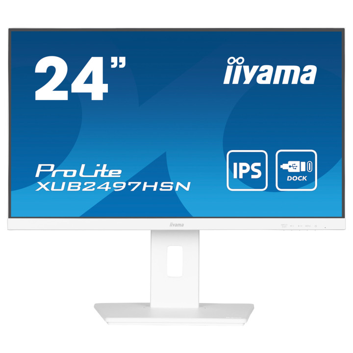 Монитор IIYAMA XUB2497HSN-W2, 23.8" Full HD IPS, sRGB 99%, USB-C Docking с 65W зареждане, LAN порт - 1