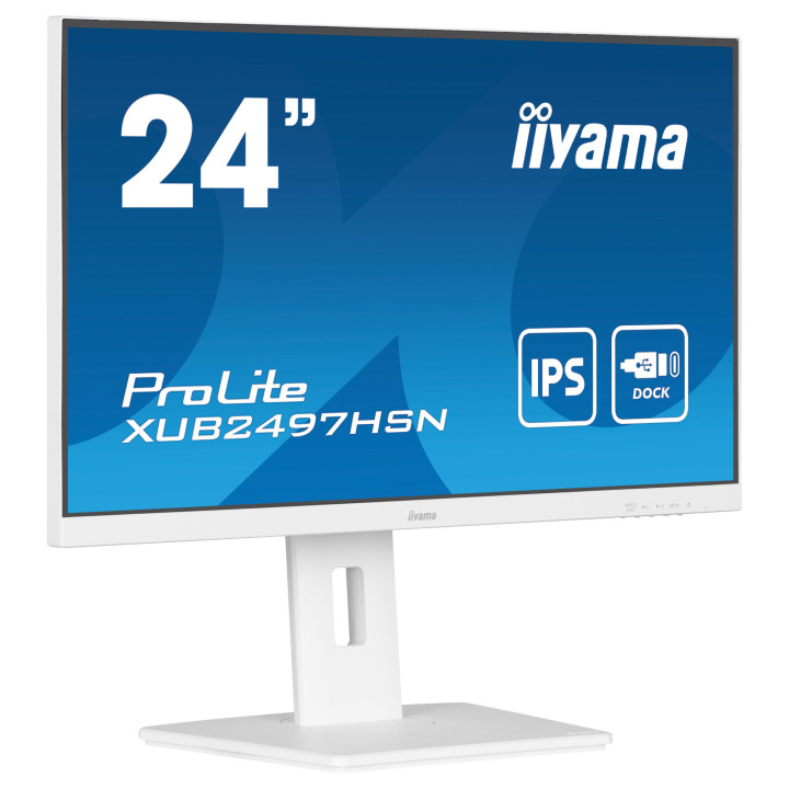 Монитор IIYAMA XUB2497HSN-W2, 23.8" Full HD IPS, sRGB 99%, USB-C Docking с 65W зареждане, LAN порт - 3