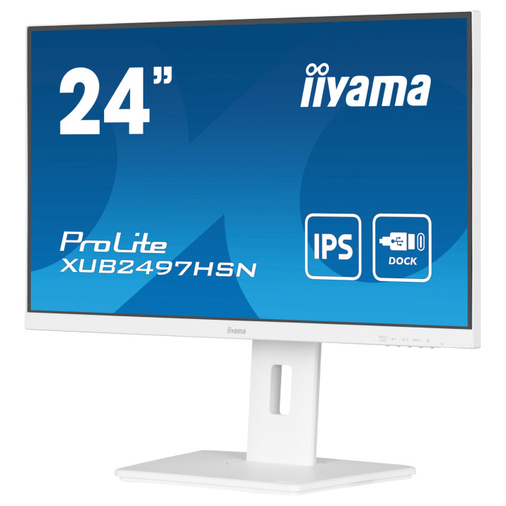 Монитор IIYAMA XUB2497HSN-W2, 23.8" Full HD IPS, sRGB 99%, USB-C Docking с 65W зареждане, LAN порт - 4