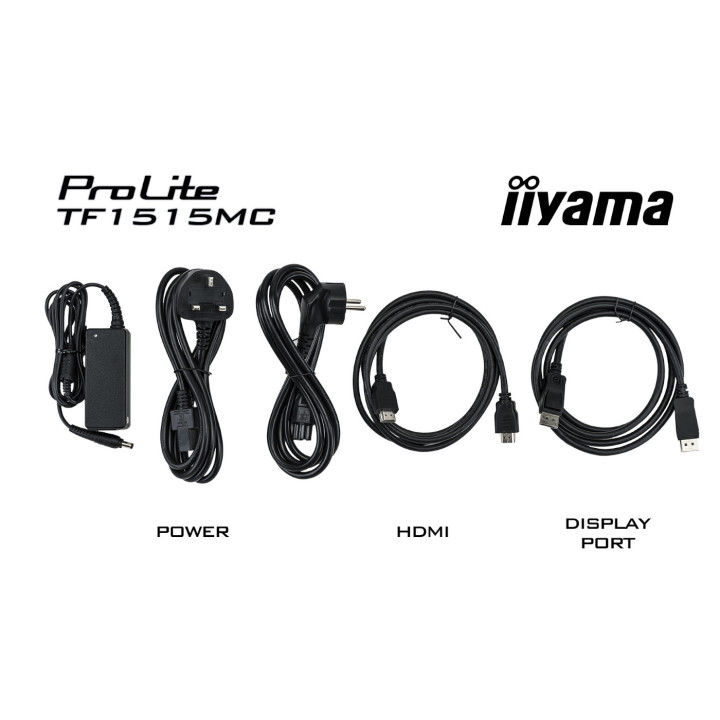 Монитор IIYAMA TF1515MC-B2, 15" XGA TN Capacitive Touch, IP65, open-frame дизайн за вграждане, VGA/HDMI/DisplayPort  - 15