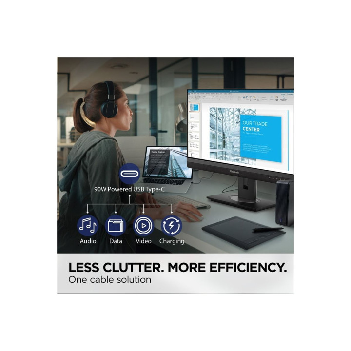 Монитор VIEWSONIC VG2756V-2K, 27" QHD IPS, webcam с LED осветление, USB-C докинг станция с 90W захранване - 5