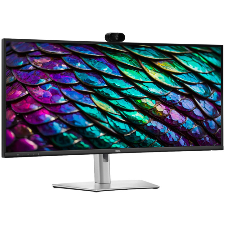 Монитор DELL P3426WEB, 34" WQHD IPS Curved, 4K уеб камера, микрофон, говорители, докинг с USB-C порт за зареждане до 90W, RJ-45 