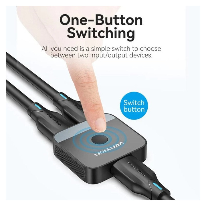 Разклонител превключвател Vention HDMI 2.0 Switcher/Splitter 2-Port Bi-Direction 4K Black - AKOB0