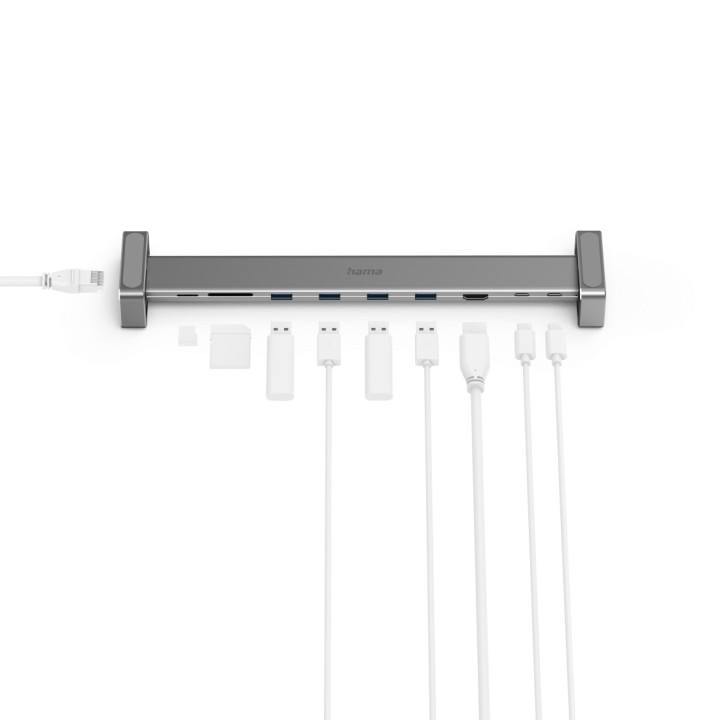 Докинг станция HAMA 9 в 1, 4 x USB-A, USB-C, HDMI, RJ45, SD, MicroSD - HAMA-200103 - 2