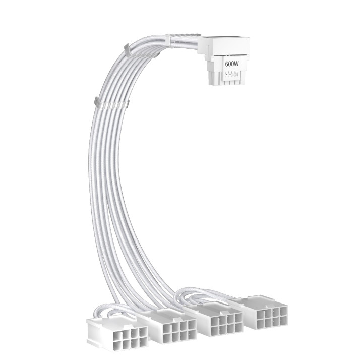 Удължителен кабел 1stPlayer Custom Sleeved Modding Cable White, 4 x PCIe 8-pin to 12VHPWR - FM4-B-WH