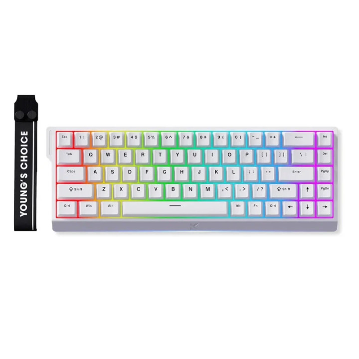 Механична геймърска клавиатура MCHOSE Ace 68, 65%, Ice Blue Magnetic Switch Linear, 8000Hz, RGB подсветка, Бяла - MC-ACE68-15 - 