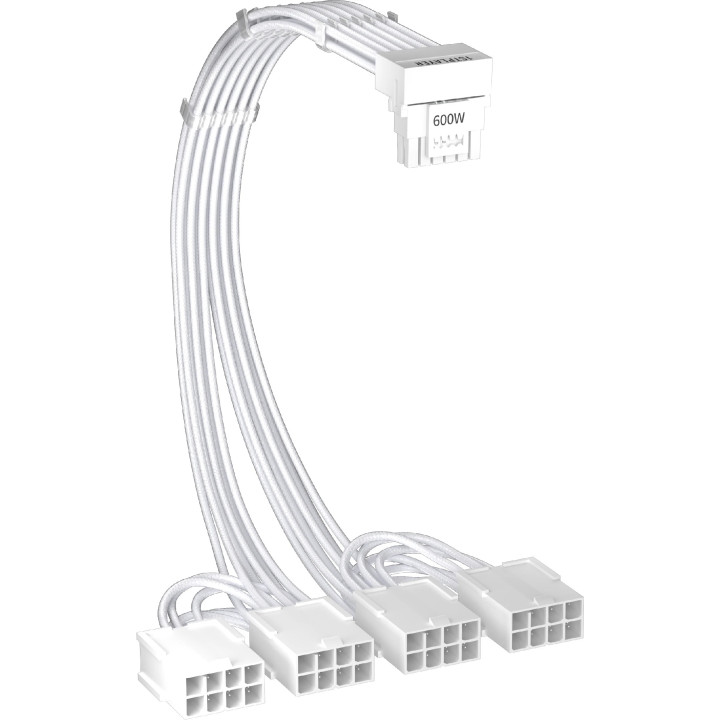 Удължителен кабел 1stPlayer Custom Sleeved Modding Cable White, 4 x PCIe 8-pin to 12VHPWR - FM4-B-WH
