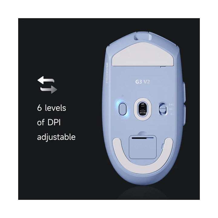 Bluetooth/Безжична геймърска мишка MCHOSE G3 V2, Бяла, Omron механични суичове, 12000 DPI, 1000Hz - MC-G3V2-4 - 8