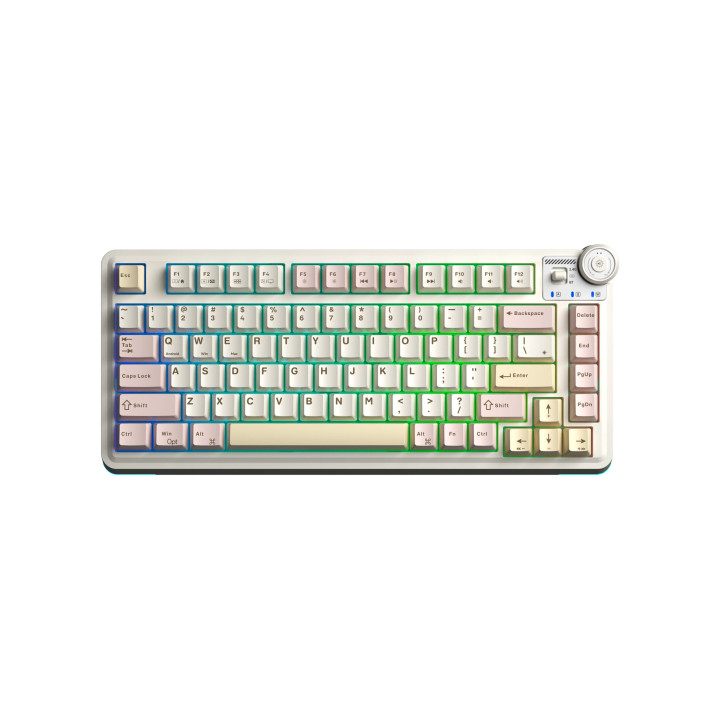 Bluetooth механична геймърска клавиатура Aula AU75, 75% Layout, Bloomfield Linear Switch, Бежова - AU75-BS-BEIGE - 1