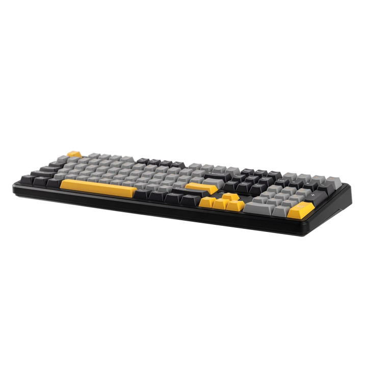 Bluetooth механична геймърска клавиатура Aula F108, 108 клавиша, Volcanic Switch Linear, PBT Cherry Profile, RGB подсветка, Алум