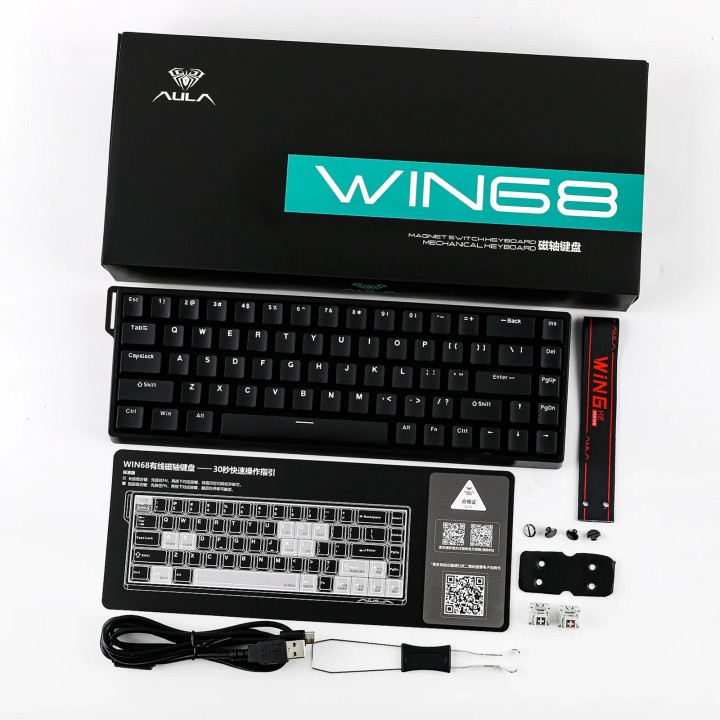 Механична геймърска клавиатура Aula WIN68 HE, 65%, Greywood Magnetic Switch Linear, 8000Hz, RGB подсветка - WIN68-HE-BK - 2