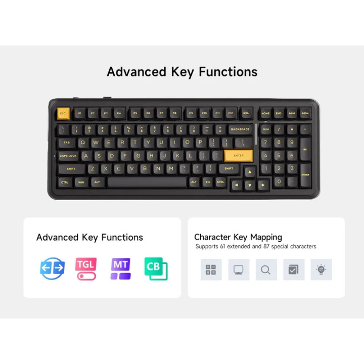 Bluetooth механична геймърска клавиатура MCHOSE MC-K99 V3, 98% размер, Linear Icy Creamsicle Switch, RGB подсветка - MC-K99V3-4 