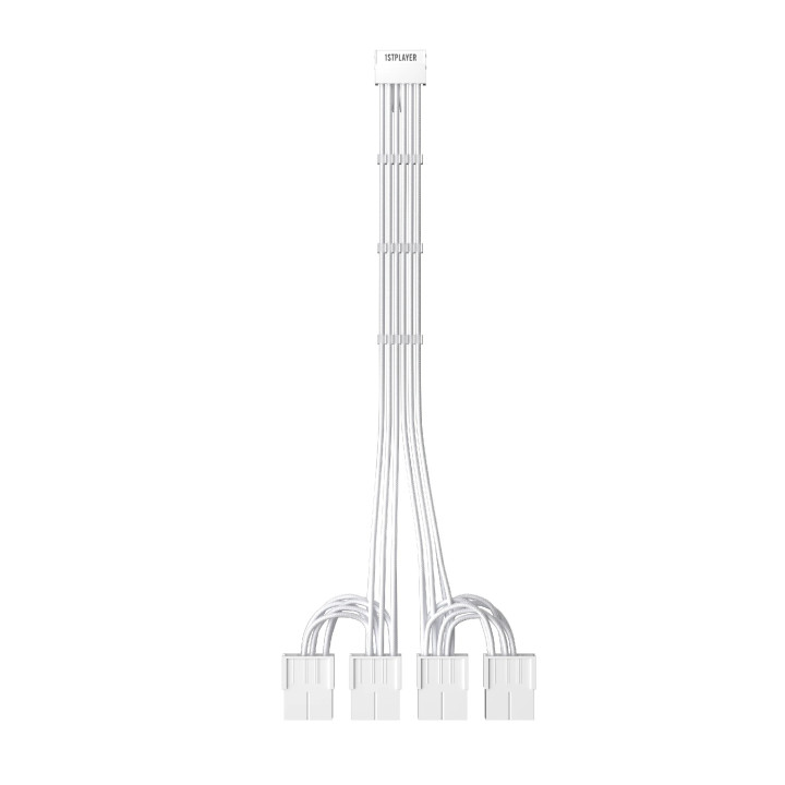 Удължителен кабел 1stPlayer Custom Sleeved Modding Cable White, 4 x PCIe 8-pin to 12VHPWR - FM4-B-WH