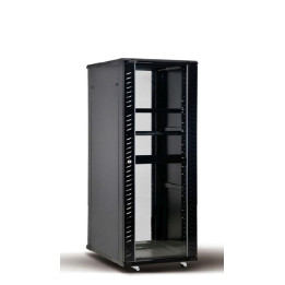 Сървърен шкаф 19" 15U 600x1000mm, Стоящ, Стъклена врата, RAL9004 - x-30287 - 1