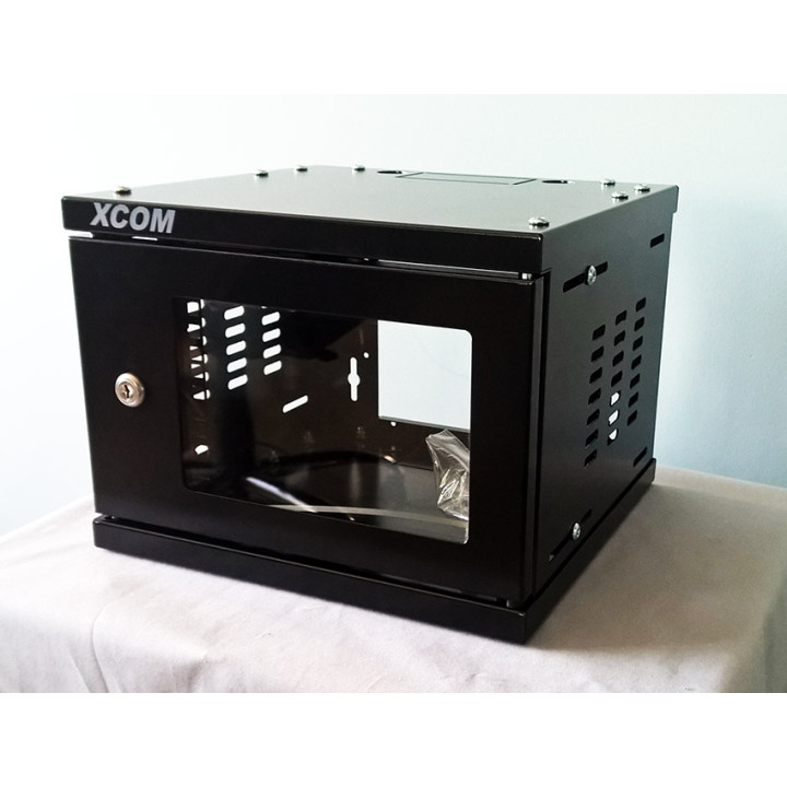 Шкаф 4U стенен монтаж, 350х300мм, стъклена врата, 10", RAL9004 - x-30606 - 1