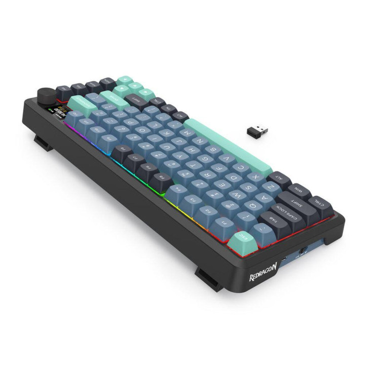 Bluetooth механична геймърска клавиатура Redragon Behemoth Pro K724GBG-RGB-PRO, RGB осветление, Redragon Mambo L линейни превклю