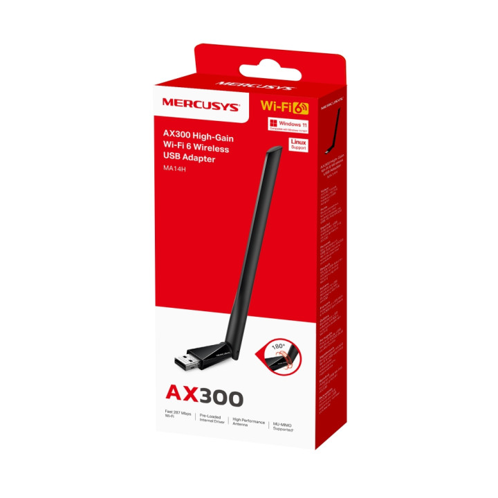 Безжичен USB адаптер Mercusys MA14H, Wi-Fi 6 AX300 - 9