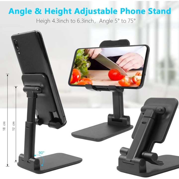 Стойка за смартфон/таблет VCom DESK-STAND-01, 4-10 inch, ергономичен дизайн, черна - VCOM-DESK-STAND-01 - 2