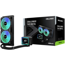 Водно охлаждане за процесор ASROCK Challenger 240 Digital, 240mm радиатор, ARGB, дигитален дисплей - 90-ACLA24-BAAGA6 - 1