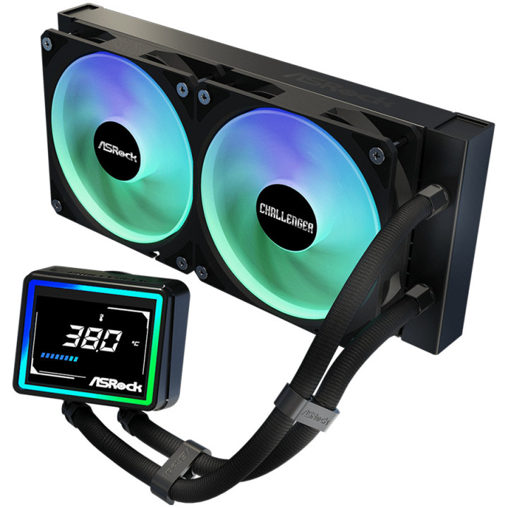 Водно охлаждане за процесор ASROCK Challenger 240 Digital, 240mm радиатор, ARGB, дигитален дисплей - 90-ACLA24-BAAGA6 - 2