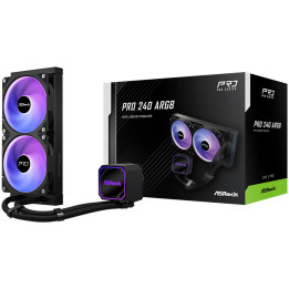 Водно охлаждане за процесор ASROCK Pro 240 ARGB, 240mm радиатор, AM5/AM4/LGA1851/LGA1700 - 90-APRA24-BAAGA6 - 1