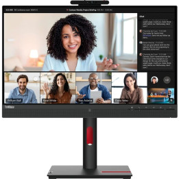 Монитор LENOVO ThinkVision T24mv-30, 23.8" Full HD IPS, 5MP камера, двойка микрофони и USB-C връзка с до 90W захранване - 63D7UA