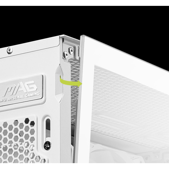 Кутия за компютърMSI MAG PANO 110R PZ WHITE, Midi Tower ATX/M-ATX/ITX, 4x 120mm ARGB вентилатора, Темперирано стъкло - MAG_PANO_