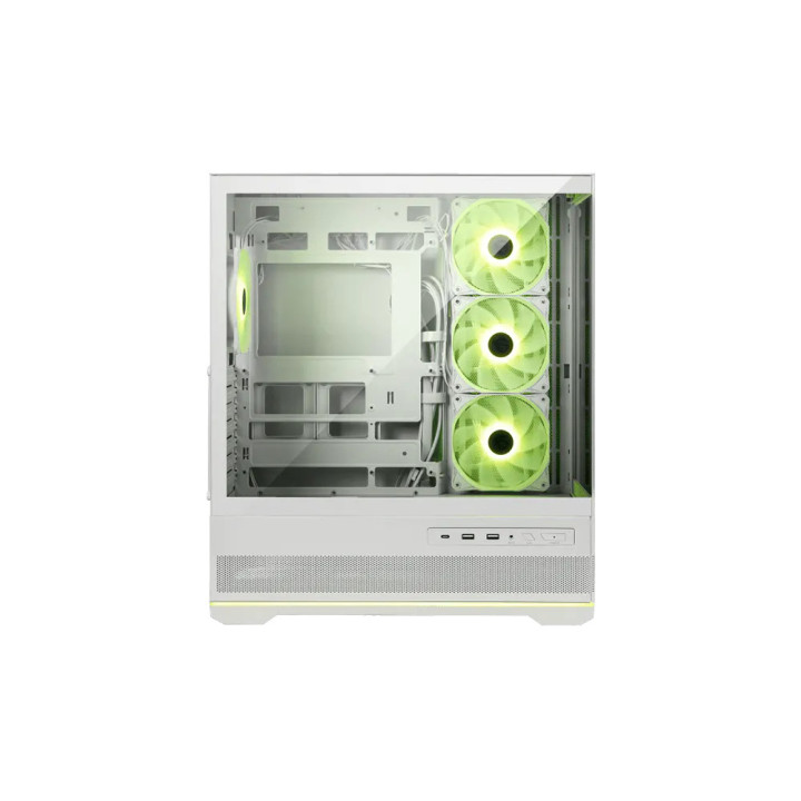 Кутия за компютърMSI MAG PANO 110R PZ WHITE, Midi Tower ATX/M-ATX/ITX, 4x 120mm ARGB вентилатора, Темперирано стъкло - MAG_PANO_
