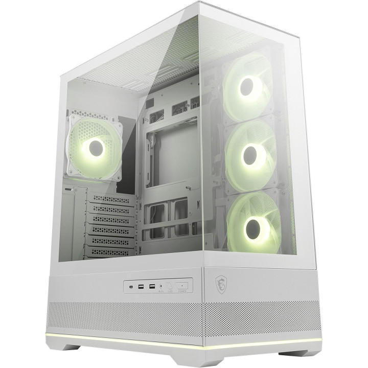 Кутия за компютърMSI MAG PANO 110R PZ WHITE, Midi Tower ATX/M-ATX/ITX, 4x 120mm ARGB вентилатора, Темперирано стъкло - MAG_PANO_
